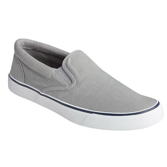 Sperry homme mens canvas grey slip-on size  9.5. Striper ll sneaker. Sts22403 - Picture 1 of 3